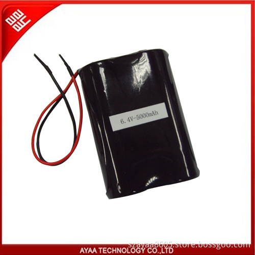 Rechargeable LiFePO4 Battery Pack 6.4V/5ah with PCM 3A